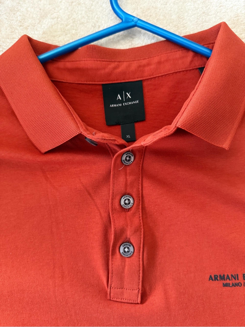 Armani Exchange Men's Coral-Red Polo Shirt